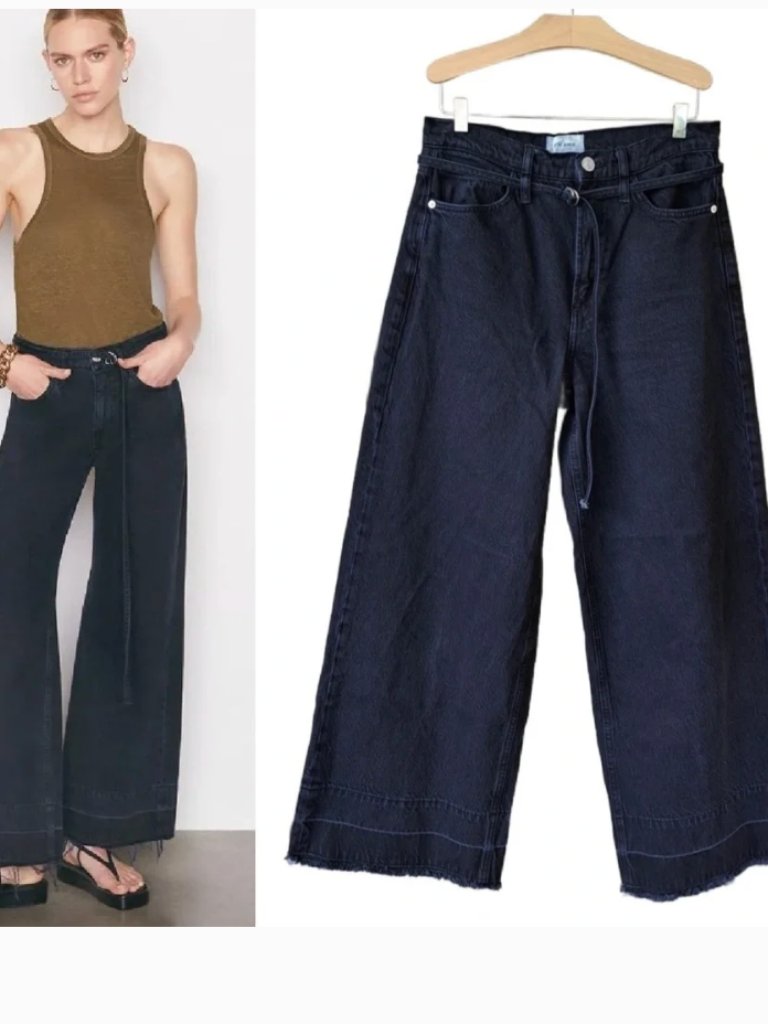 Frame Black Le Pixie High Rise Baggy Raw Released Hem Jeans 24 X 28 Inseam